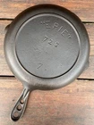 Pre Griswold Erie HTF #7 Cast Iron Shallow Skillet/Griddle w/ 3 Hole Handle