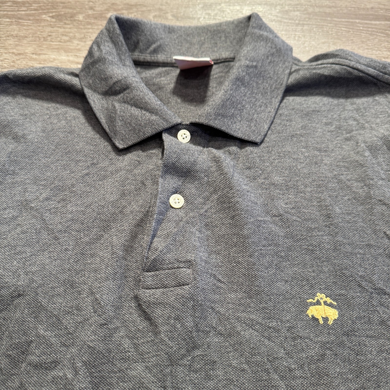 Brooks Brothers Polo Shirt Men Large Gray Crest Logo Embroidered Preppy Rugby