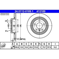 Bremsscheibe ATE 24.0112-0189.1 (2 Stk.) FüR Opel Chevrolet Vauxhall Orlando