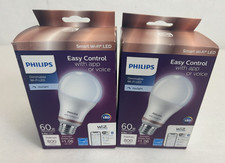 Lot of 2- Philips A19 LED 60W Equivalent Dimmable Smart Wi-Fi Wiz Daylight White