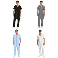 Men Jacket Front Button Workwear Medical Coats Artist Summer Hospital Uniform