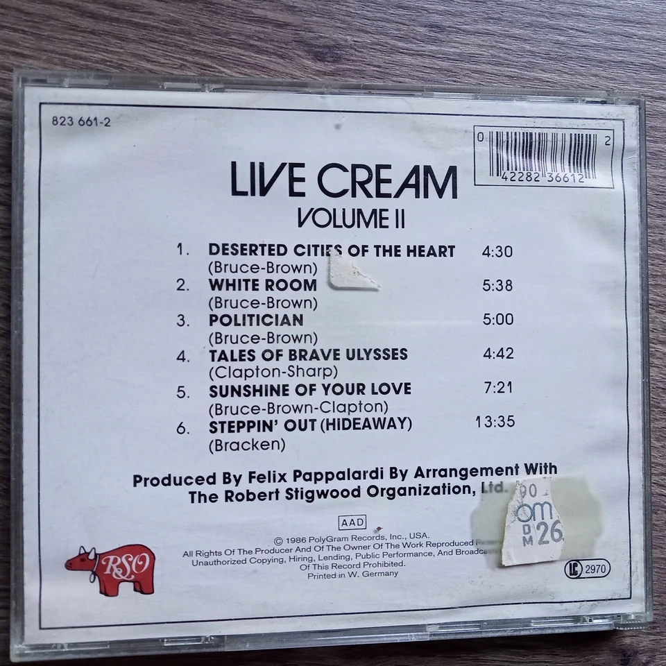 Live Cream - Volume II - CD 1986 - Bild 2 von 2