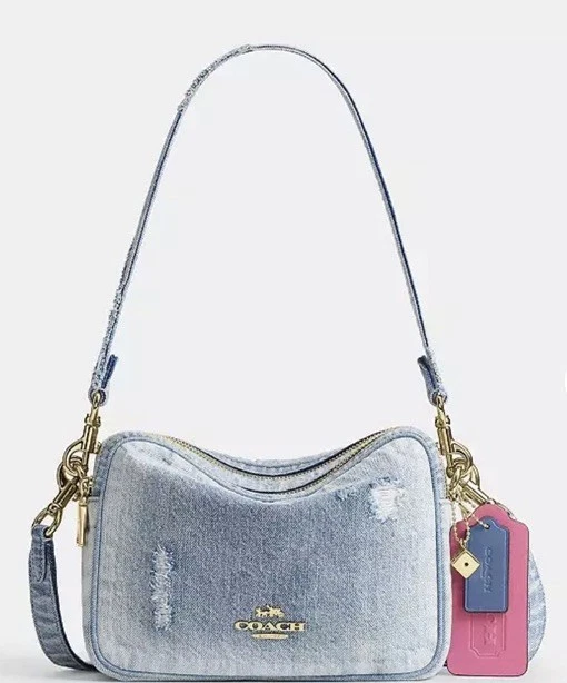 バッグ COACH Denim Double Zip Crossbody Bag y2k 25+ Coach Denim Exterior Crossbody Bags & Handbags for Women for