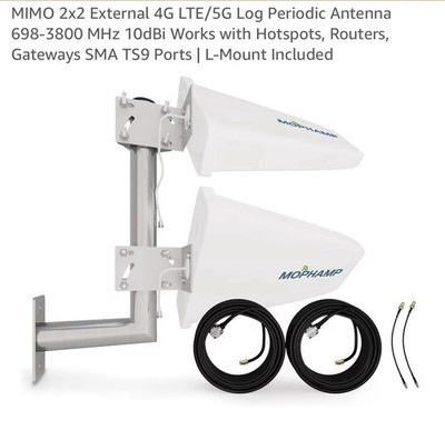 MIMO 2x2 External Antenna Kit for 4G LTE/5G Hotspots & Routers Wideband High ...
