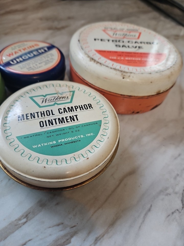 Watkins Menthol Camphor Salve Ointment Vintage Metal Tins Lot Medicine ...