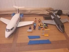 Vintage 22" PLAYMOBIL S-395 Pacific Airline Jet Airplane And Private Jet W/ Acc