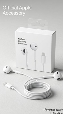 Apple EarPods Lightning Connector White Earbud Built-In Mic Double Earpiece