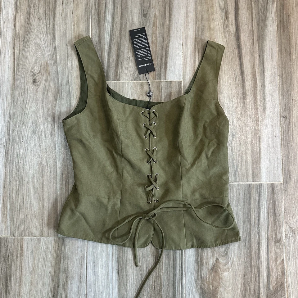 NUEVO Chaleco Corsé Escarlata Oscuridad Talla M Con Cordones Renacimiento Victoriano Campesino Gótico Foto 2 de 4