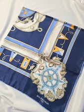 BALENCIAGA Silk Scarf with Marine Print 85cm x 85cm