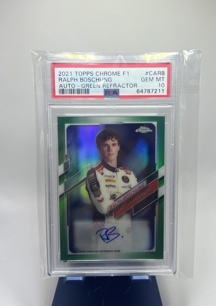 2021 Topps Chrome F1 Ralph Boschung F1 Auto Green Refractor #/99 PSA 10