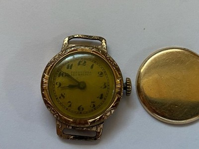 VTG Antique perritettils les brenets 17 jewels 14k GF  Ladies Watch Not Running