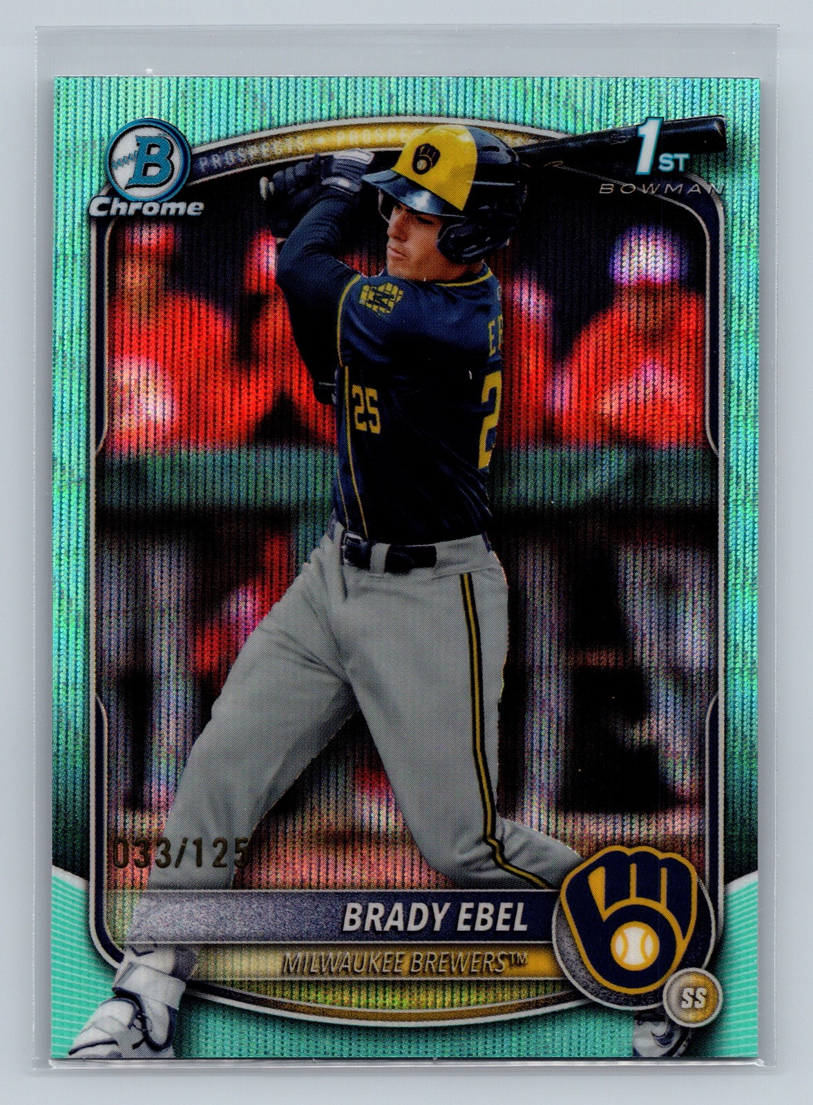 2025 Bowman Draft #BDC-194 Brady Ebel Chrome Aqua Wave Refractor #/125