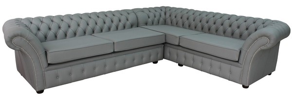 Ecksofa Graue Chesterfield Leder Sofa Couchen Polster Sitz Eck Garnitur Sofas-image