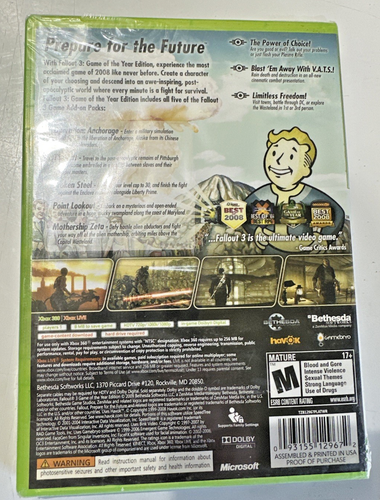 Fallout 3 Game of the Year Edition Microsoft Xbox 360 2009 sigillato in fabbrica NUOVO - Foto 3 di 4