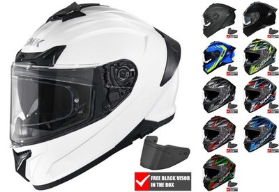 SMK TYPHOON & FREE DARK VISOR Budget Motorbike/Scooter Sport Touring Helmet