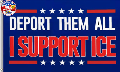 JOLCAHEU Deport Them All Illegals Flag I Support Ice 3x5FT,I 3x5ft, Blue 