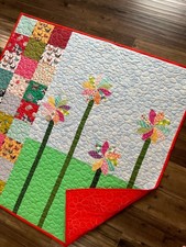 baby quilt, farm flowers, handmade new, never washed, 40 x40 , machine quilted