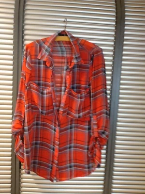 Bluse rot- blau kariert, Amisu, S, Holzfällerstyle, semitransparent, sexy. - Bild 1 von 4