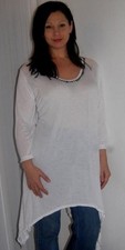 white shirt top asym studs jersey M L XL 1X 2X ZP892