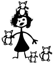 Stick figure family car vinyl decal sticker CRAZY CAT LADY hoarder funny cats