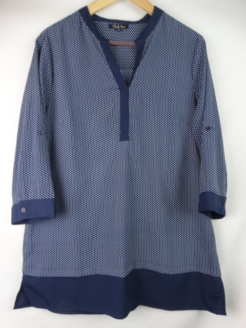 その他 42 Antilia Femme Women's Shirt Size XL Blue Polka Dot 3/4 Sleeve