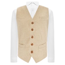 Luxury Oatmeal Woven Wool Waistcoat, Tweed