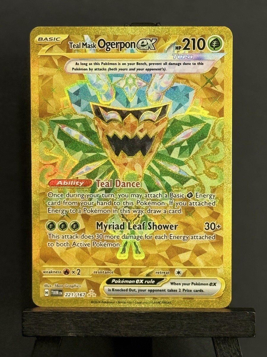 Pokmon TCG Teal Mask Ogerpon ex Gold Card - Twilight Masquerade (221/167)