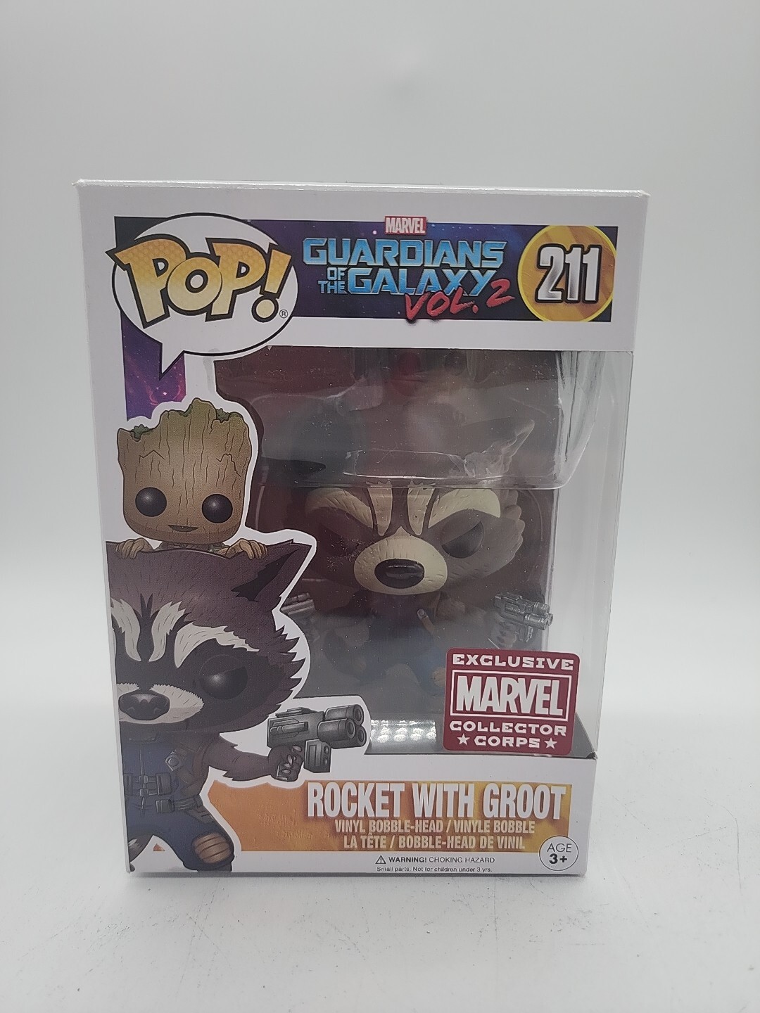 Funko Pop Rocket con Groot #211 exclusivo de Marvel Collector Corps