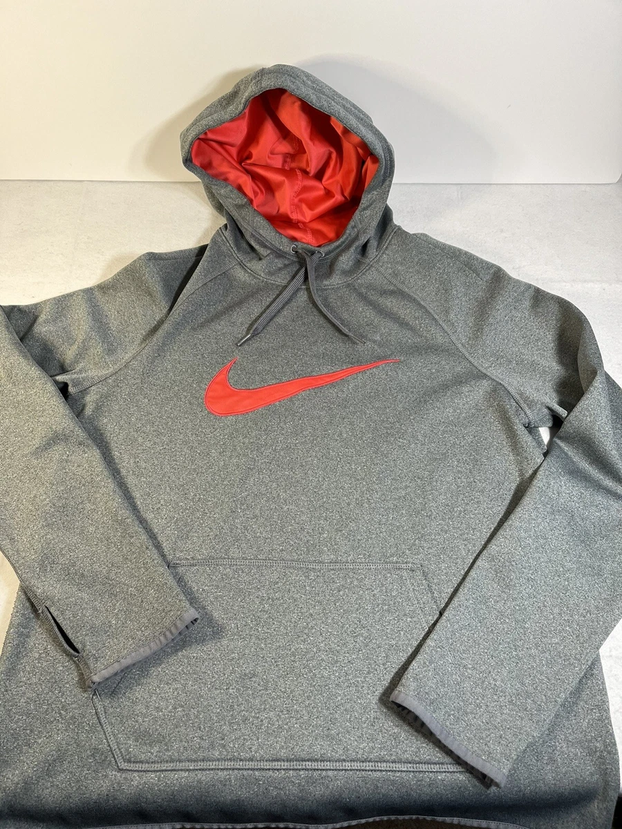Nike Therma Dri Fit Hoodie Sweatshirt Pullover Sz MED Gray Pink 803443 022 EUC