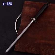 13 inch Diamond Knife Sharpening Steel Honing Rod Oval Stick Kitchen Sharpener