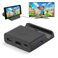For Nintendo Switch Docking Station Stand Charging Dock 4K TV HDMI Adapter Black