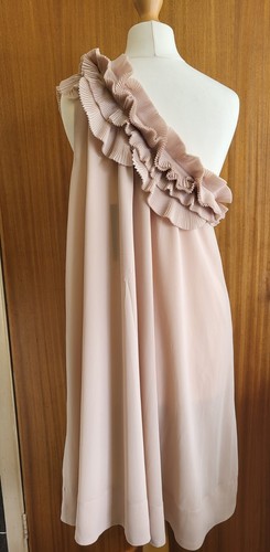 H&M Ladies Beige One Shoulder Knee Length Dress.. Size 14.. NEW With Tag.. - Picture 5 of 16