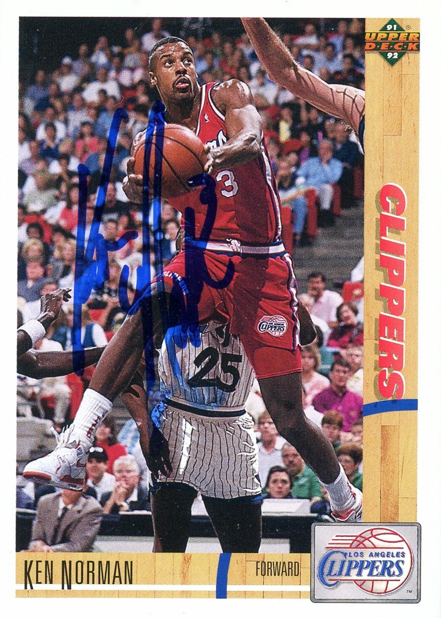 1992-93 Upper Deck KEN NORMAN Signed Card autograph AUTO CLIPPERS HAWKS BUCKS