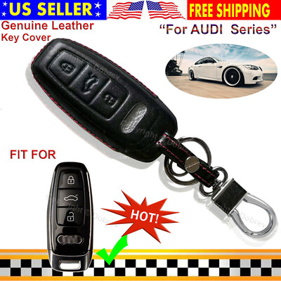 Genuine Leather Protector Keyless Entry Control Hook Fob Cover for Audi A6 A7 A8