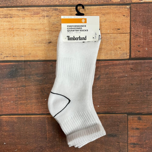 Timberland Men's White Quarter Crew Socks (3 Pairs) Size Large - Picture 1 of 2