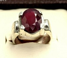 Solid 925 Sterling Silver Natural Ruby Stone Oval Cut Handmade Men Ring Size 8
