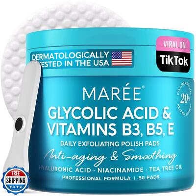 MAREE Glycolic Acid Pads - Toner Pads for Face Cleansing - Tea Tree Oil, Sali
