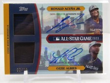 RONALD ACUNA JR/ OZZIE ALBIES 2023 TOPPS UPDATE DUAL PATCH AUTOGRAPH AUTO #02/10