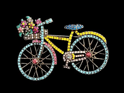 Vintage, signierte Heidi Daus ''Summertime Ride'' Kristall Anstecknadel Brosche