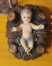 Presepe Gesù Bambino in Resina Natività decoro Natalizio Artigianale cm. 17x13