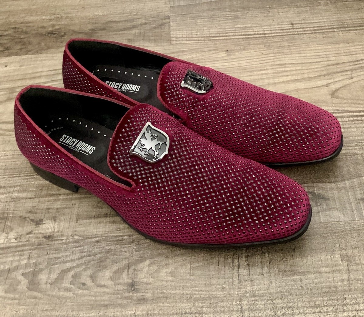 Stacy Adams Swagger Studded Slip-On Dress Loafers Size 10.5 Burgundy MetalCrest Amazon.com | Stacy Adams Swagger Studded Ornament Loafer  main image 3