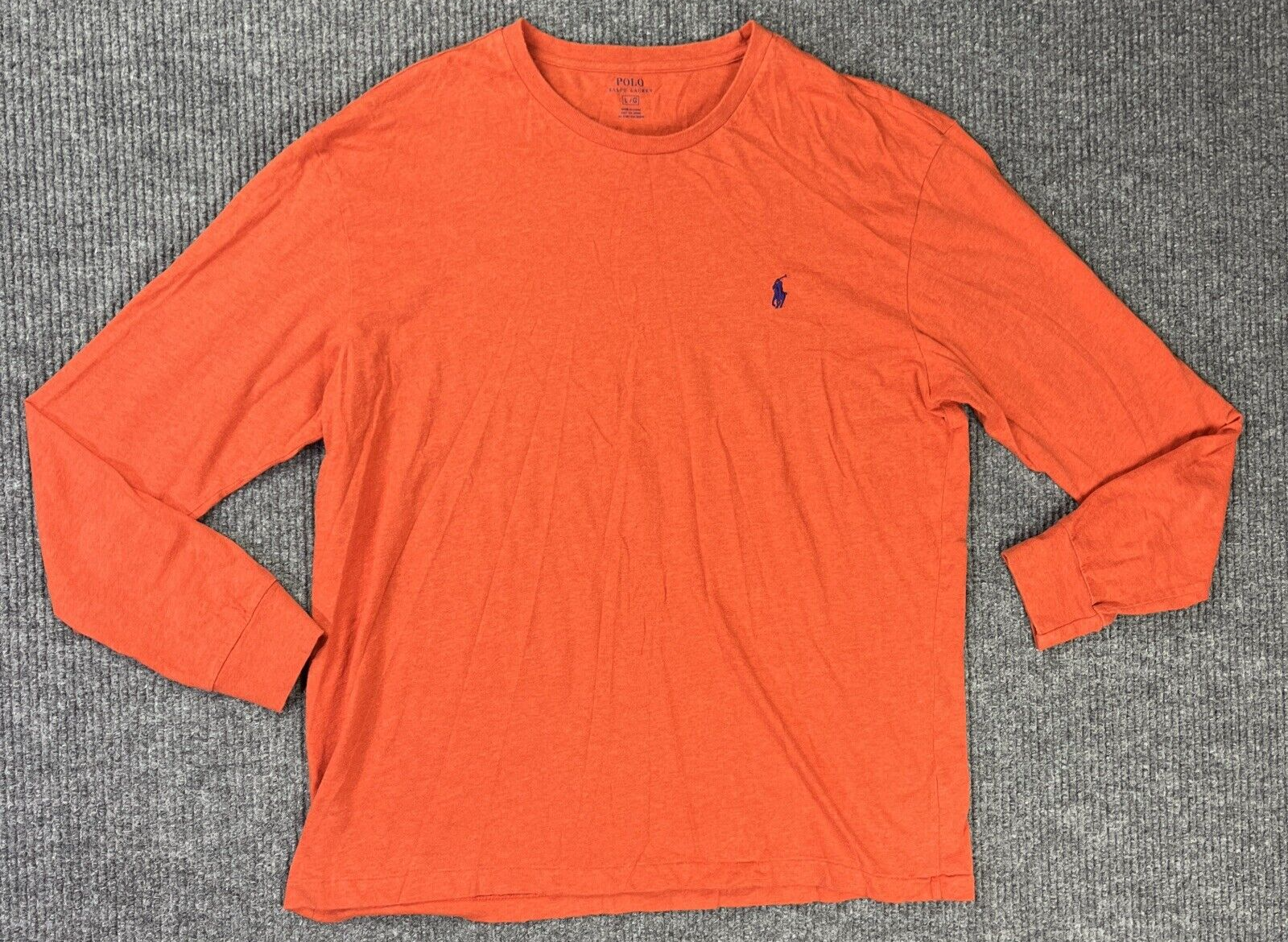 Polo Ralph Lauren camicia uomo grande arancione logo viola pony casual manica lunga