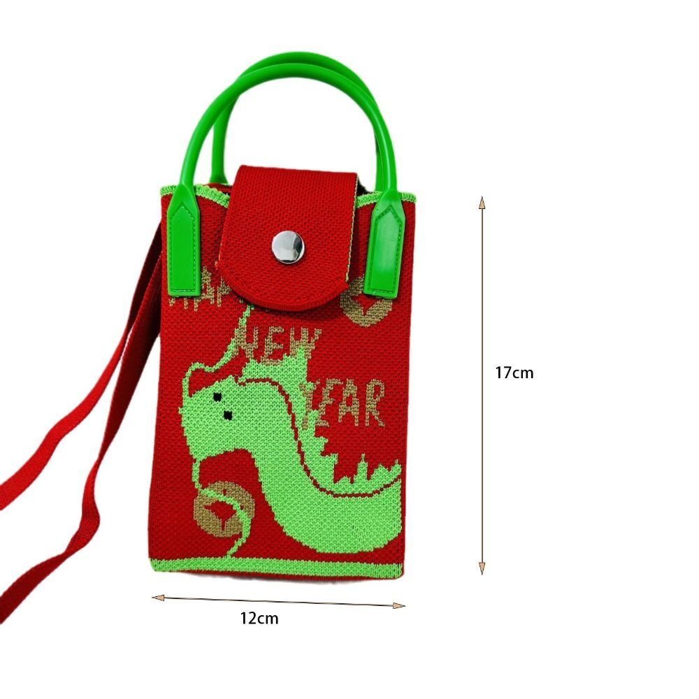 Reusable Knit Handbag New Year Lucky Bag Mini Phone Bag Crossbody Bags
