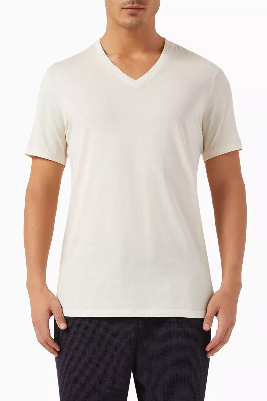 Armani Exchange Men's Basic Pima V Neck Tee, Neutral, XXL