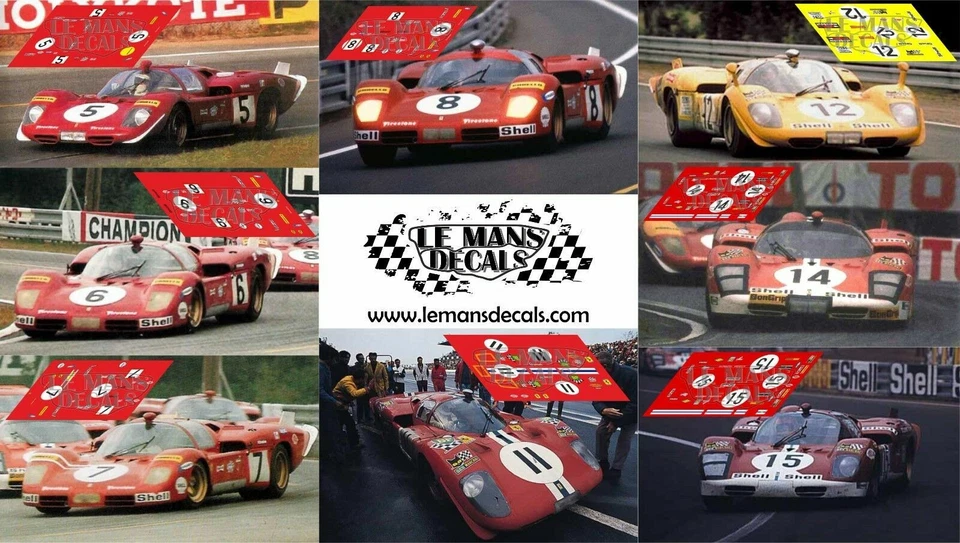STICKERS LE MANS Décal Ferrari 512 Coda Lunga Le Mans 1970 1:32 1:24 1:43 1:18 512...