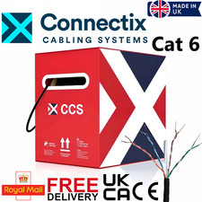 Connectix Cat6 Ethernet External Cable 100% Copper Data Networking PoE lot UK