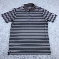 Nike Golf Dri-Fit Tour Performance Polo Shirt Mens L Black Striped Breathable