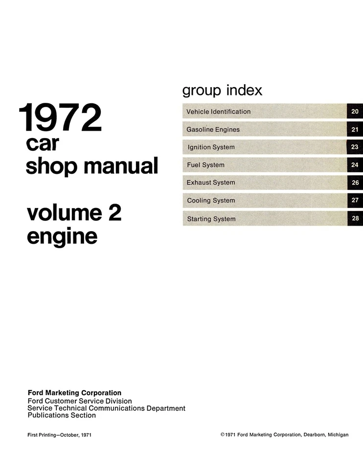 1972 年福特汽车店手册 5 卷(授权翻印) — 第 4/4 张图片