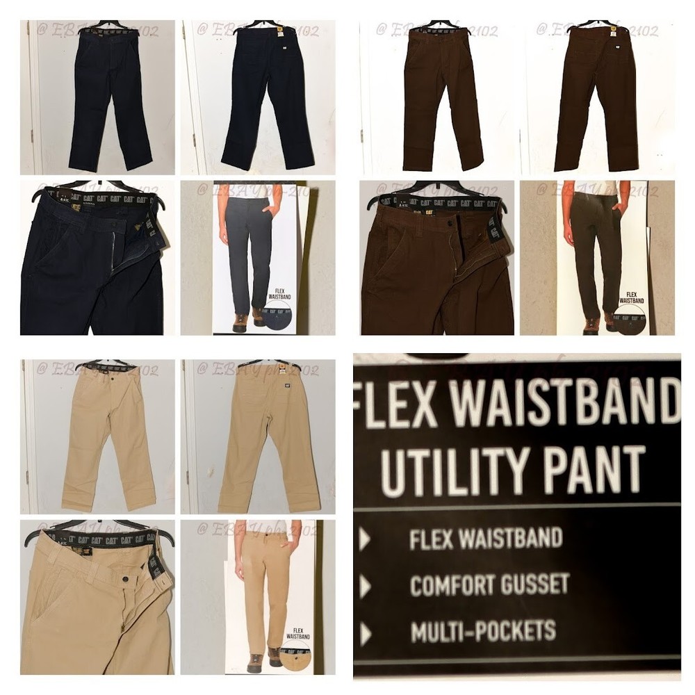 Tan, Brown, Blue NWT Caterpillar CAT men Flex Waistband utility work pant