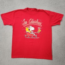 Vintage Artex Shirt Men Large Snoopy Joe Christmas Graphic Single Stitch US Made